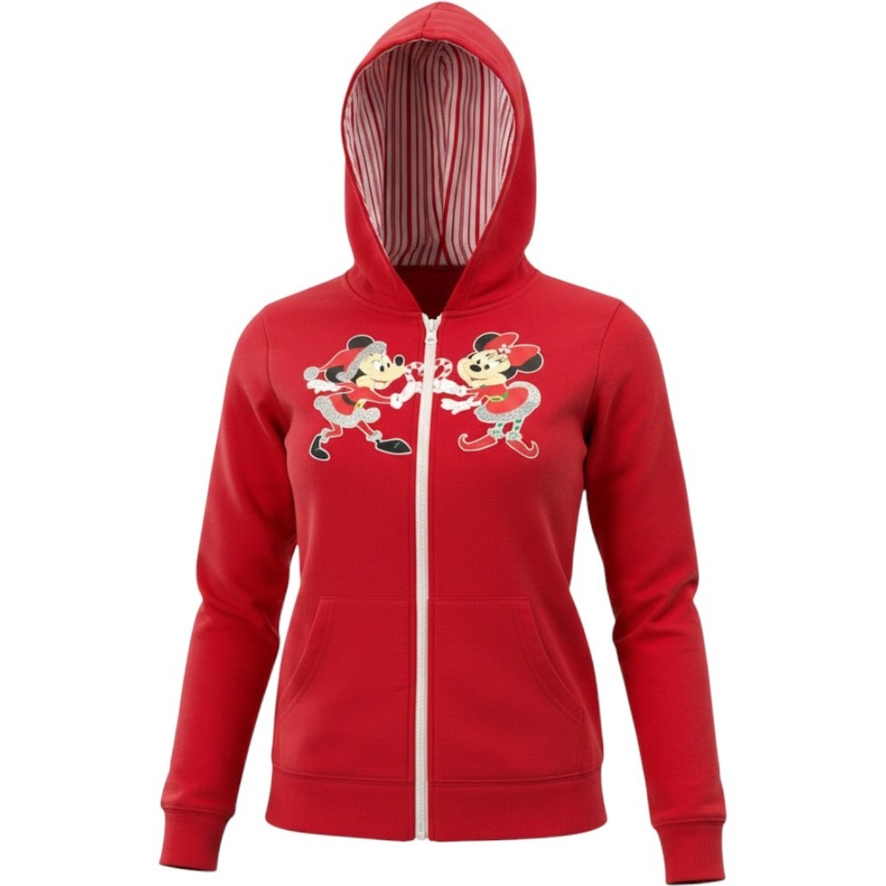 Disney World Christmas Hoodie Kids XL Red Mickey Minnie Snow Much Fun Zip
